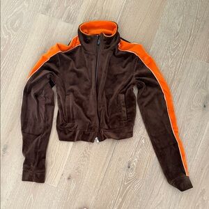 Cropped velvet orange/brown sweatshirt